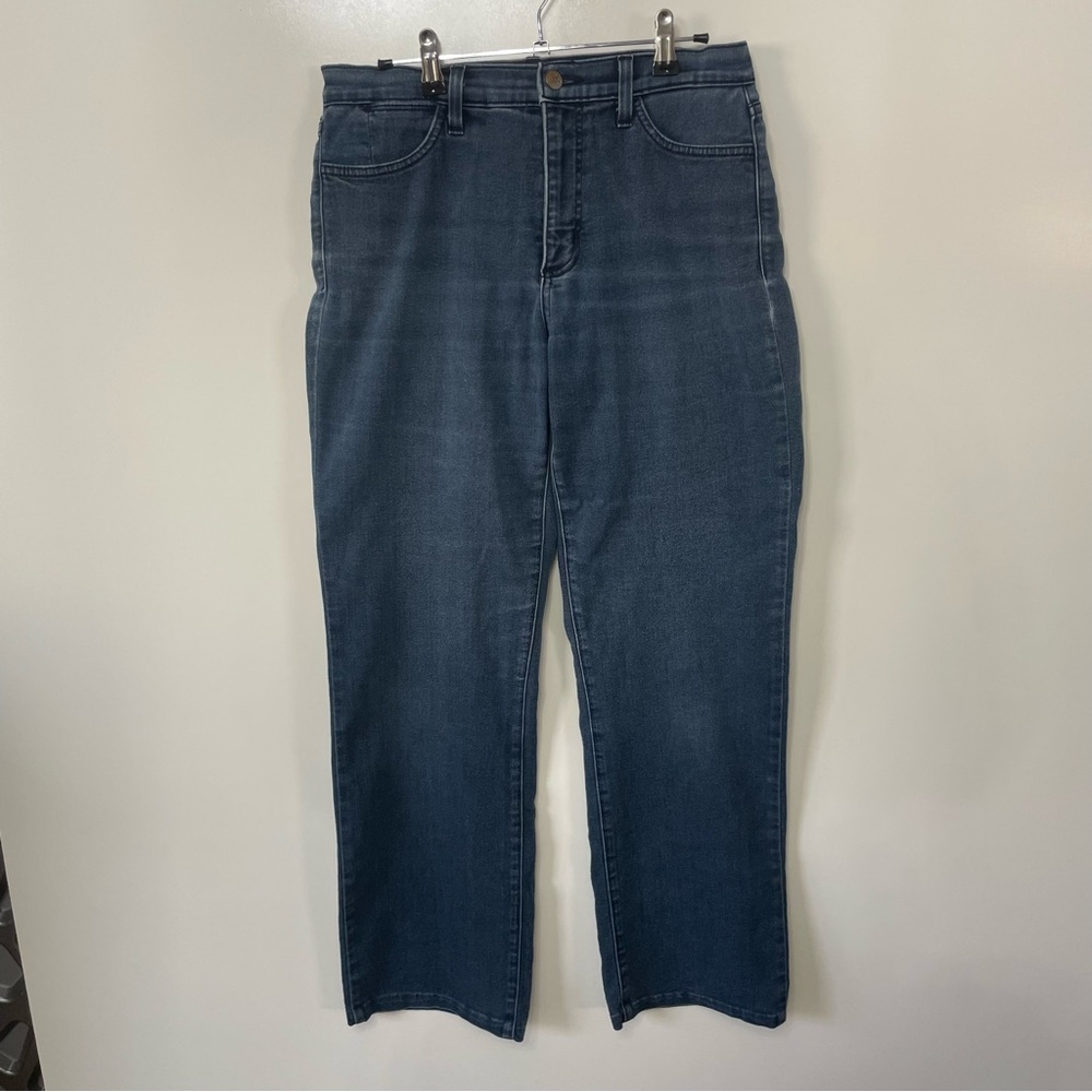 NYDJ Womens Straight Leg Lift Tuck Jeans in Deep Blue, size 6